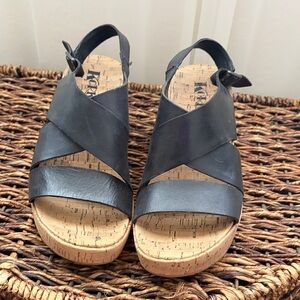 Kork-Ease Black Leather Sandals